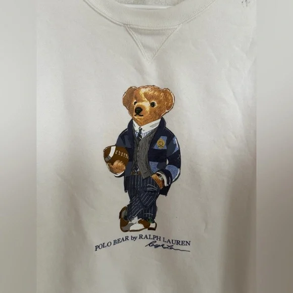 Polo Ralph Lauren Crewneck Polo Bear Fleece Sweater Sweatshirt White Size XL